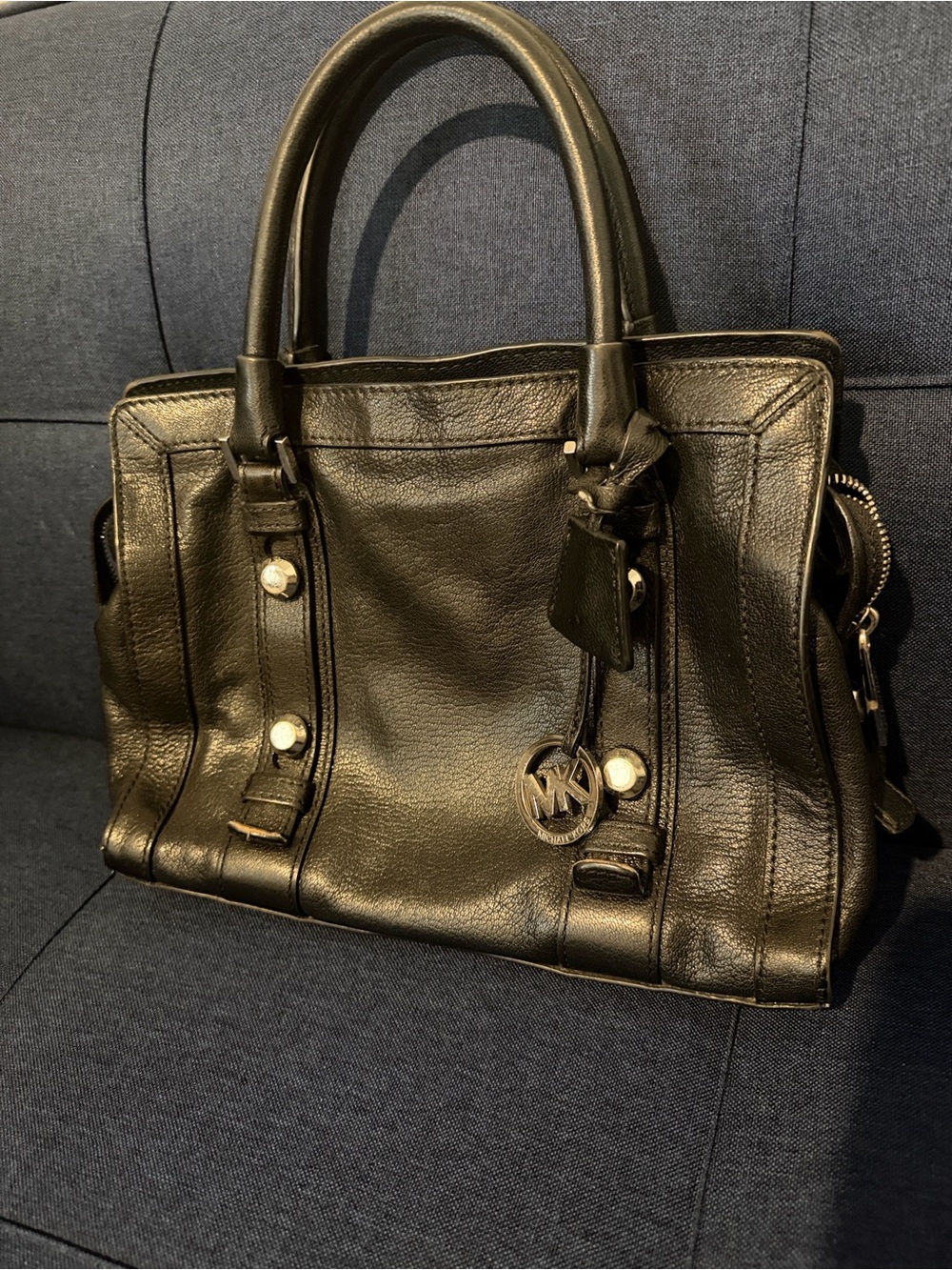 Michael Kors Black Leather Satchel Crossbody Bag